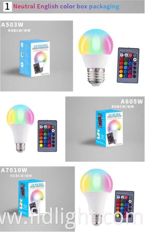 Smart Remote Control LED light bulbs Dimmable RGB 